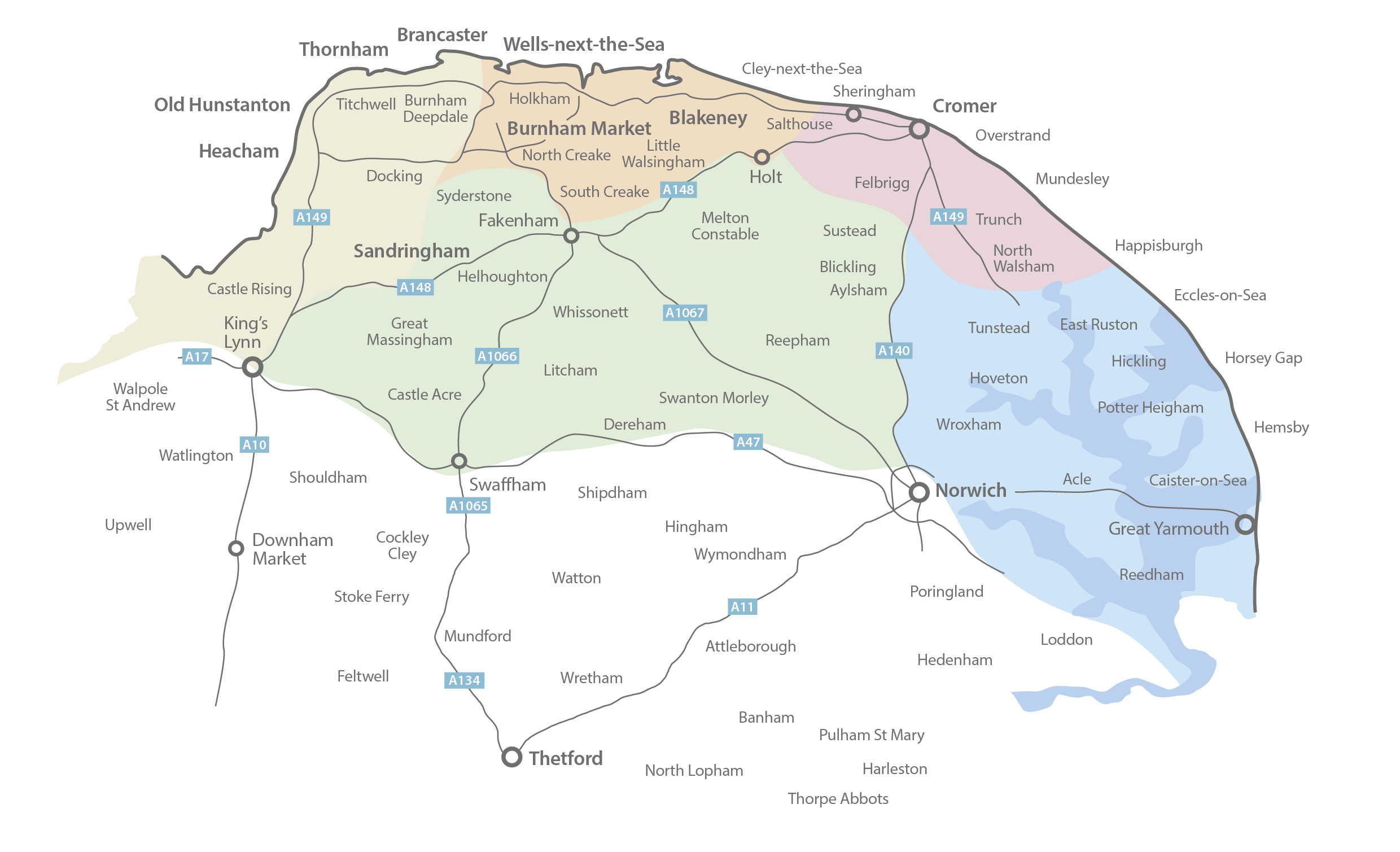 Map of the North Norfolk coast